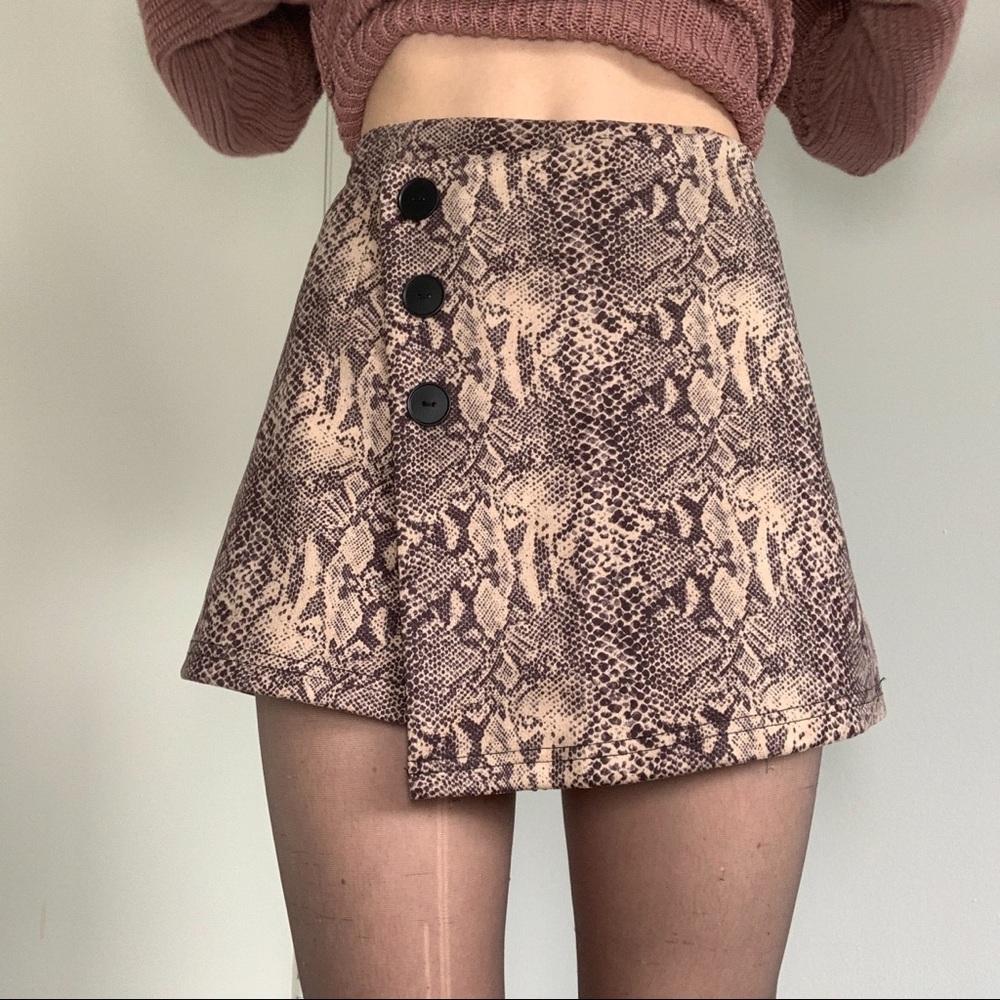 Snakeprint Asymmetrical Mini ASOS Skirt Skort